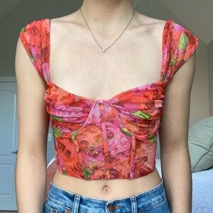 Zara floral corset crop top